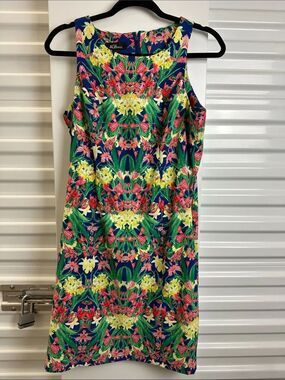AGB Navy Floral Mirror-Print Mini Dress